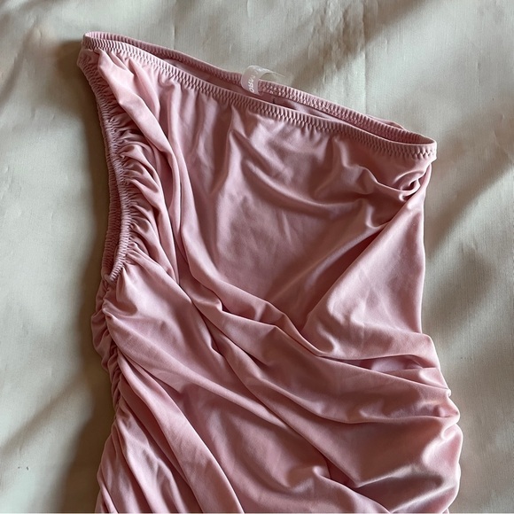 Norma Kamali - Baby Pink Blush One Shoulder Mini Dress Diana Gown Size S/36 - Picture 4 of 8